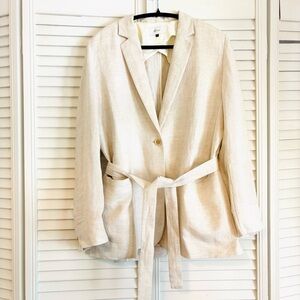 Moia 100% Linen Natural Oversized Boxy Blazer Jacket Minimalist Contemporary